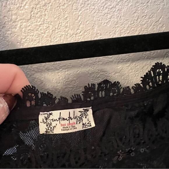 Intimately Free People Black Sequin Mesh Crop Top - Picture 5 of 6